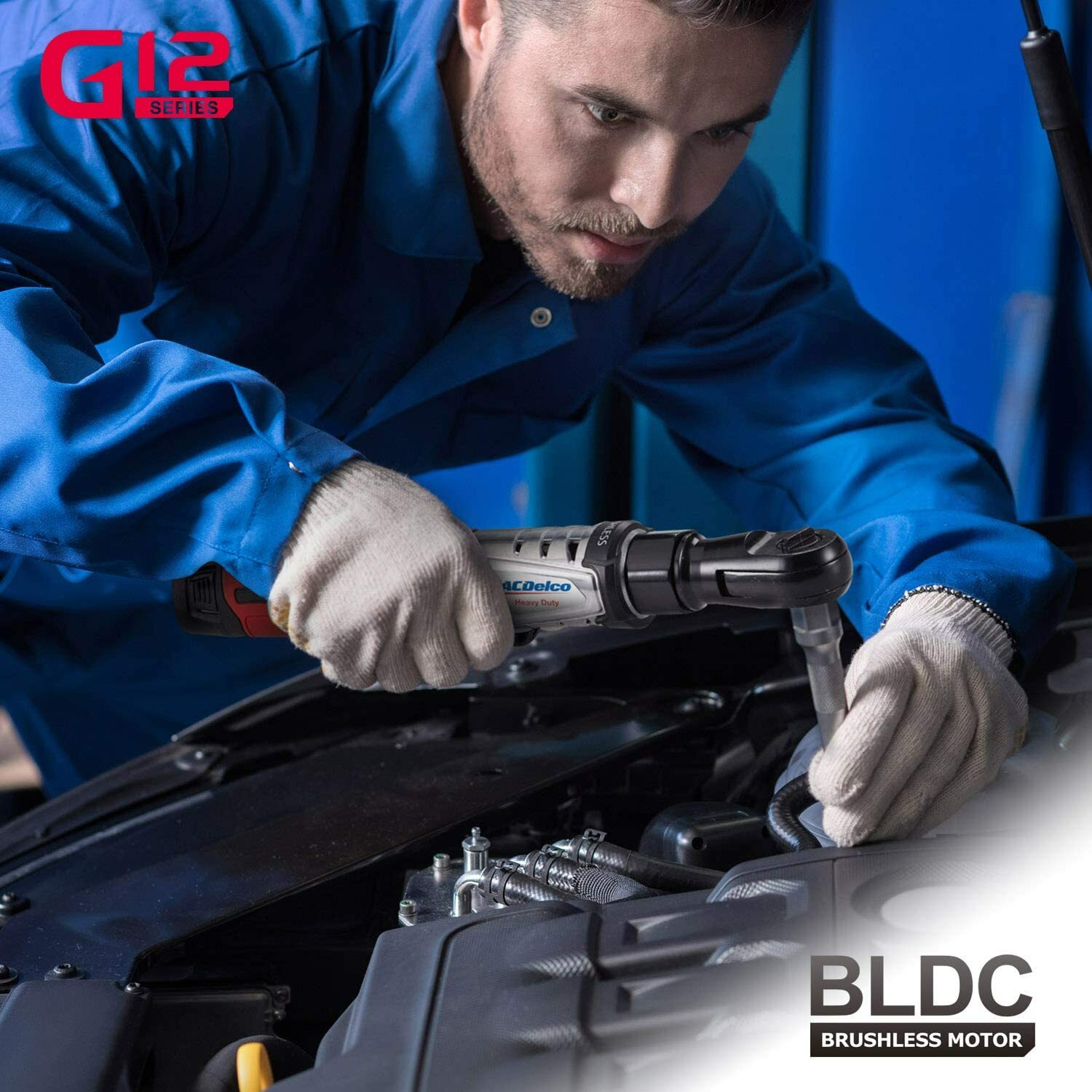 ACDelco Cordless BRUSHLESS 12V Ratchet Wrench (1/2‘’) Tool Kit, 2 Batteries