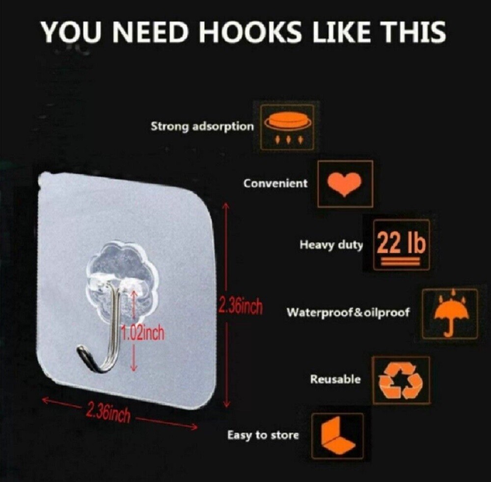 24‑Pack Non‑Trace Adhesive Wall Hooks – Sticky Hangers for Clothes & Kitchen