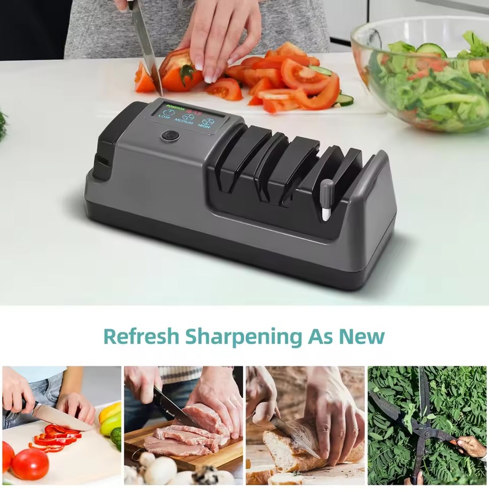 5 in 1 Electric Knife Sharpener-3 Rotational Speed Adjustable Knife Sharpener