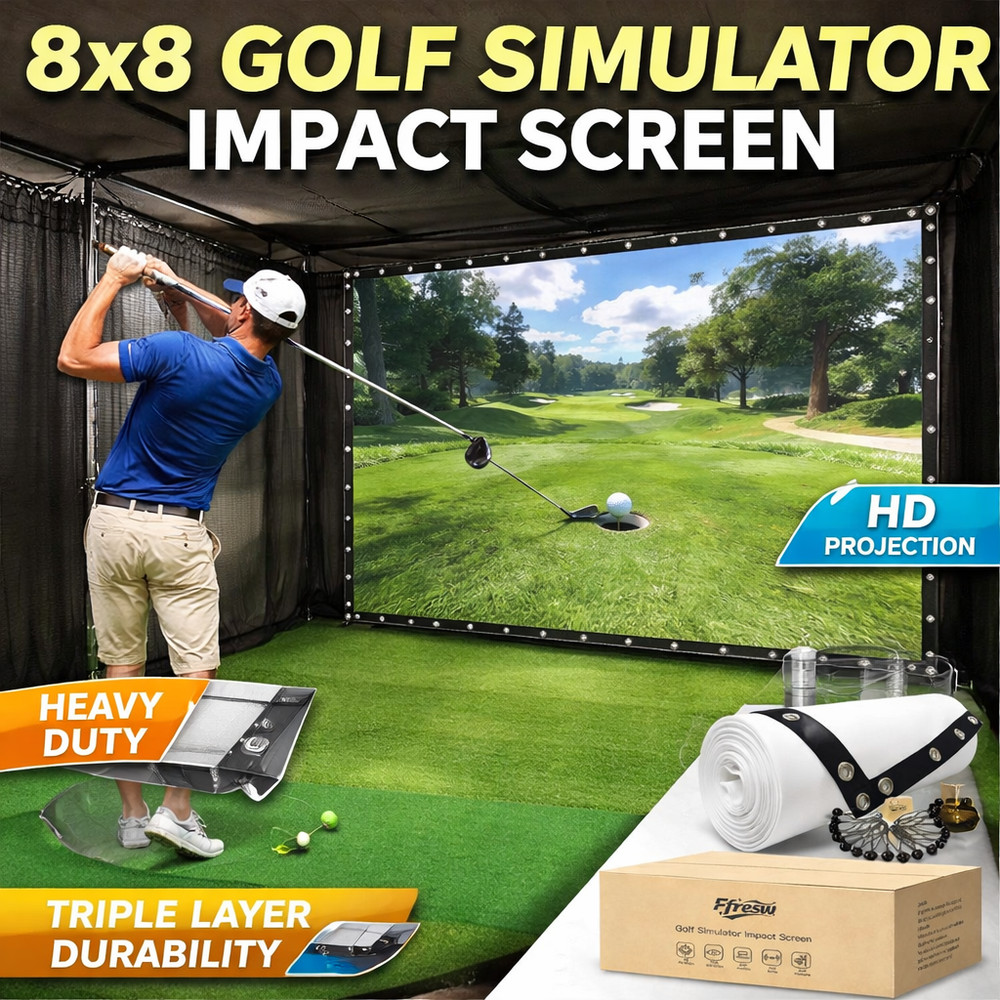8x8 Golf Simulator Impact Screen; Triple Layer HD Hitting Screen Heavy Duty