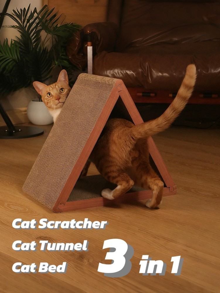 Cat Scratcher Cat Scratching Board - Foldable - Triangle, 6 Usable Sides Scra...