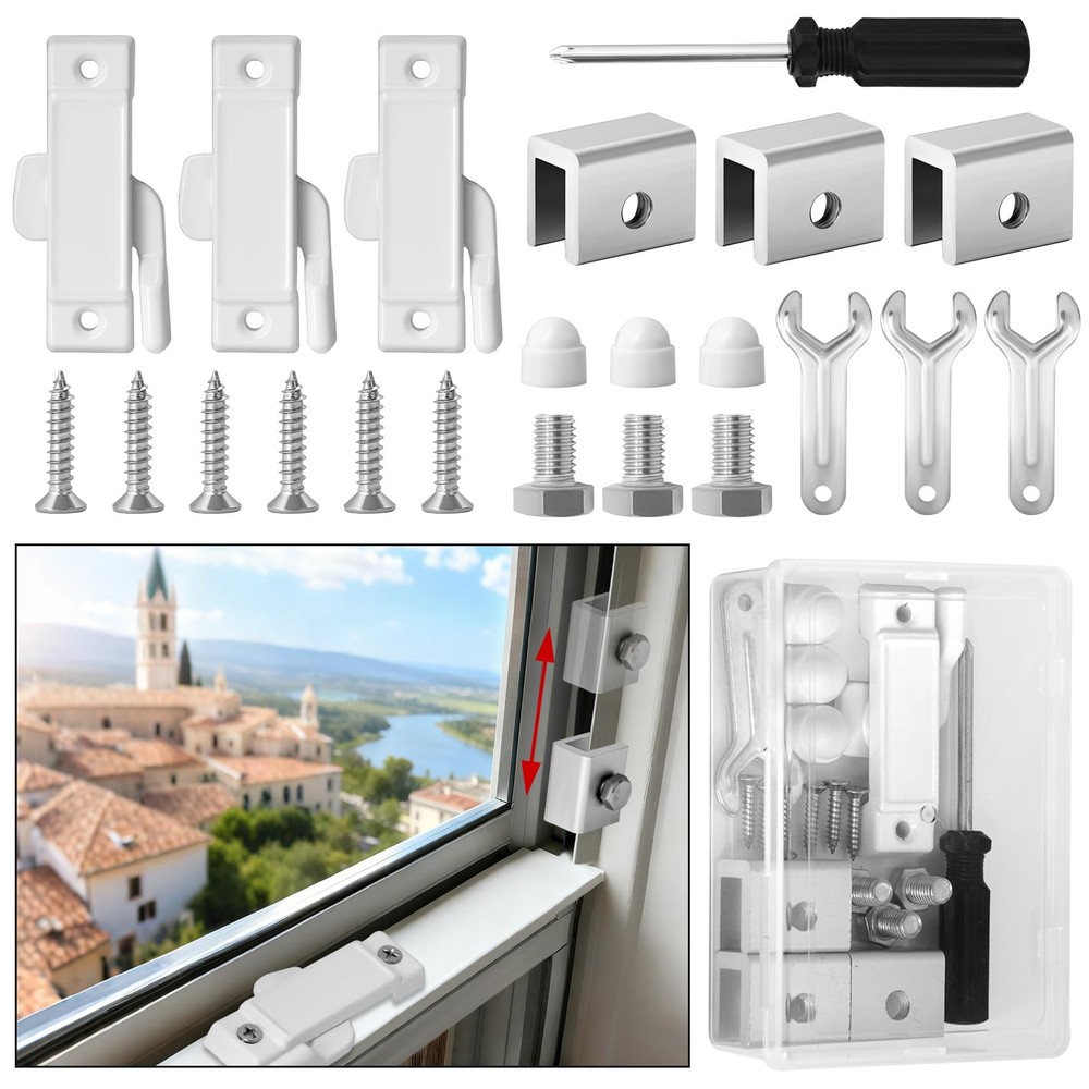 6 PCS Stainless Steel Sliding Window Lock Key Vertical Horizontal Security