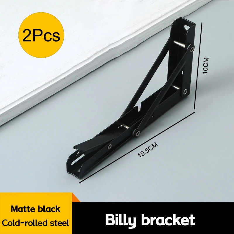 8Inch 2Pcs Heavy Duty Folding Shelf Brackets Triangle Straight Billy Bracket Wal