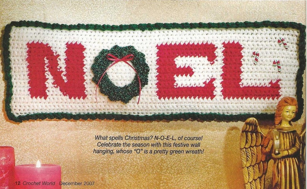 NOEL Wall hanging (P129) Vintage  crochet  pattern