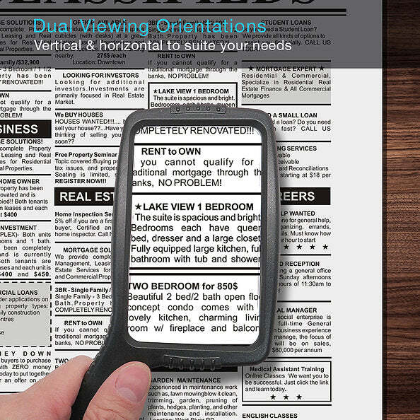 4X Large Handheld Magnifying Glass with Comfort Grip & Shattered Proof Design