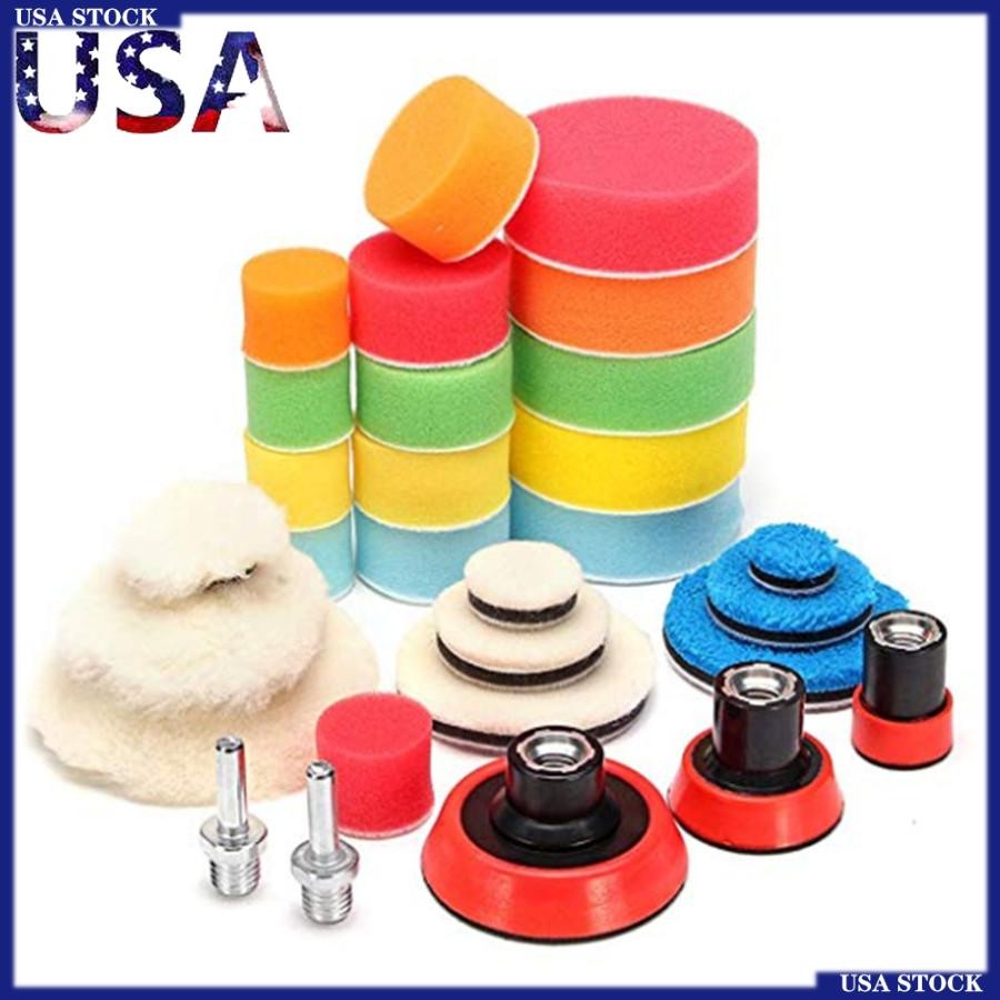 29Pc/Set Drill Buffing Buffer Polishing Pad Mix Size M14 Backing Pad Adapter USA