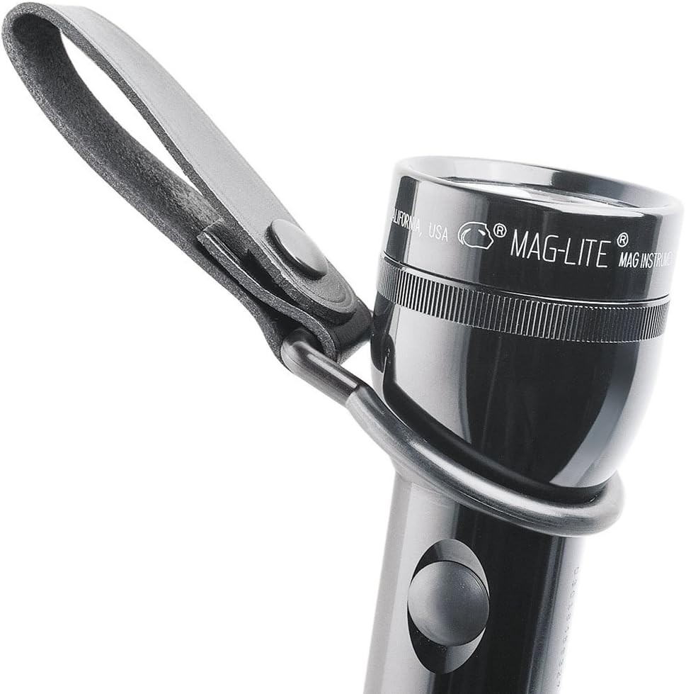 Compact Black Leather Flashlight Holder for D-Cells - Secure & Stylish Accessory