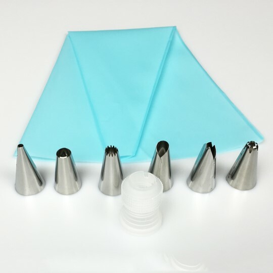 [10 Pack] 8 pcs. CAKE DECORATING KIT including silicone Reusable bag with Nozzle