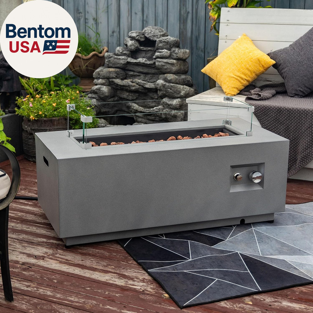 Outdoor Fire Pit Table Propane Gas Fire Pits Outdoor Fireplaces 42″ Rectangular