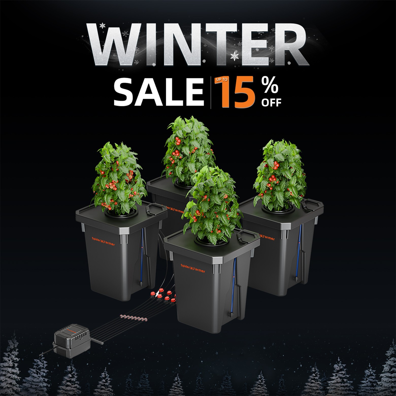 Spider Farmer 7 Gallon Hydroponics Deep Water Culture DWC System with 4 Buckets