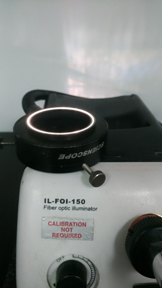 SCIENSCOPE IL-FOI-150 Fiber Optic Illuminator w Light Source Ring and Microscope
