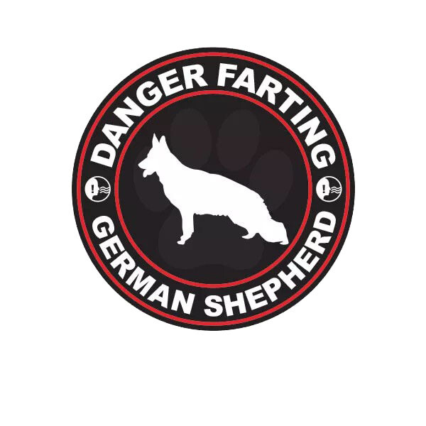 Danger Farting German Shepherd Sticker Decal