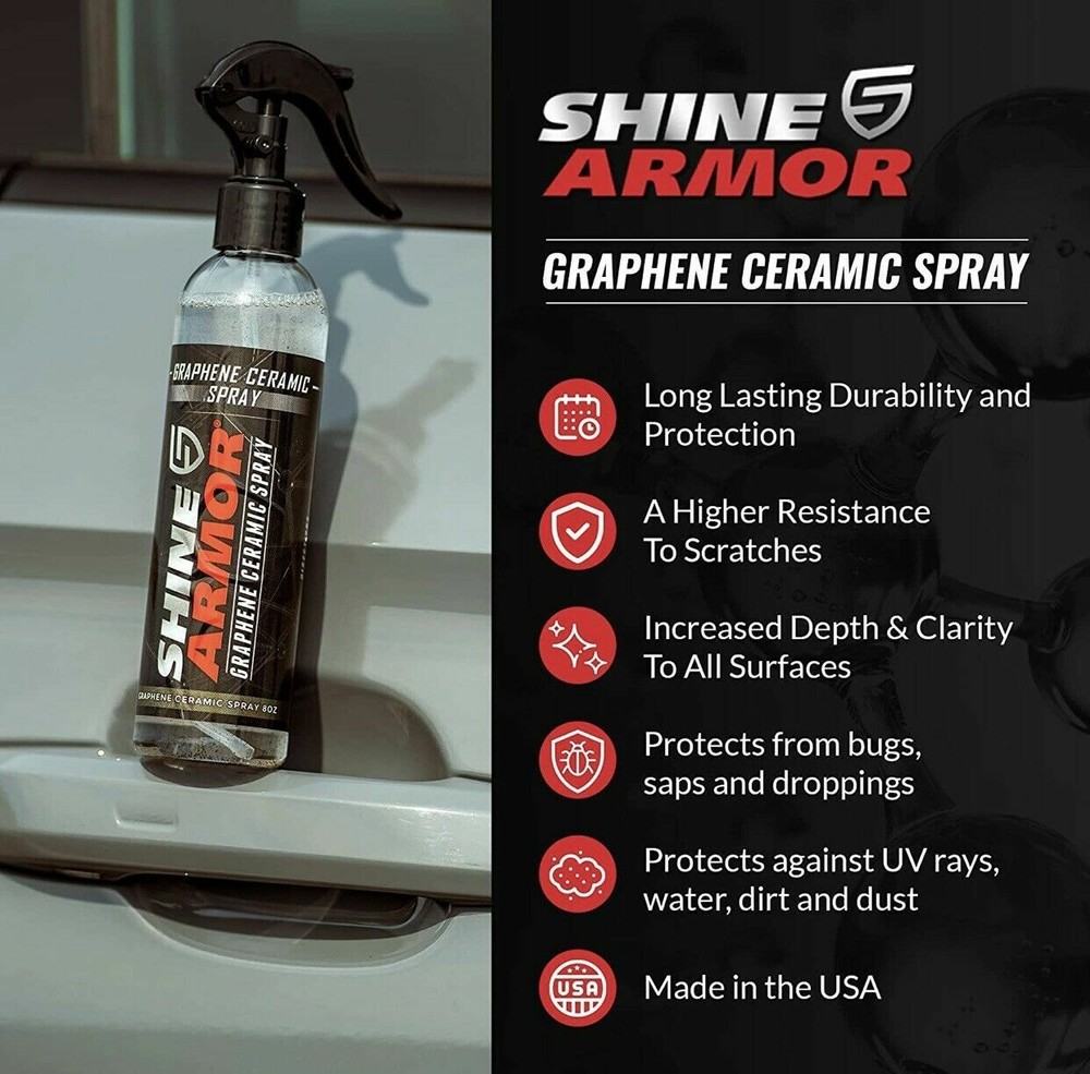 2 x Shine Armor Graphene Ceramic Coating Spray Highly Paint Protection Bundle