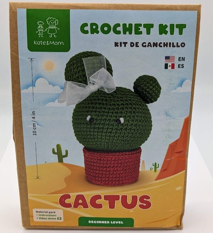 Kate & Mom Cute Cactus Crochet Kit Beginner w/Video Tutorials and Materials