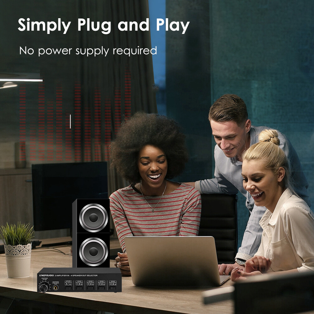 2 in 4 Out Speaker Selector Switch Box 4 Zone Amplifier & Speaker Selector O1Z2