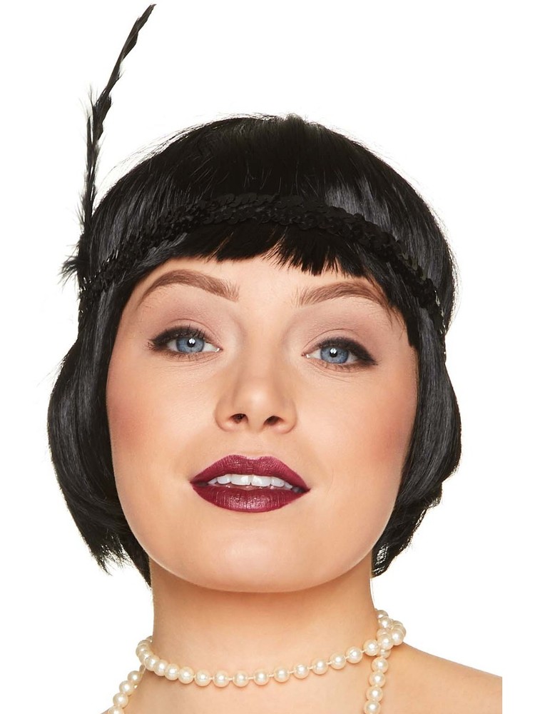 Roaring 20s Flapper Black Sequin Headband