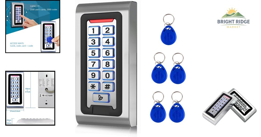 Stand-Alone Password Keypad Access Control System with 5 Proximity Keychains