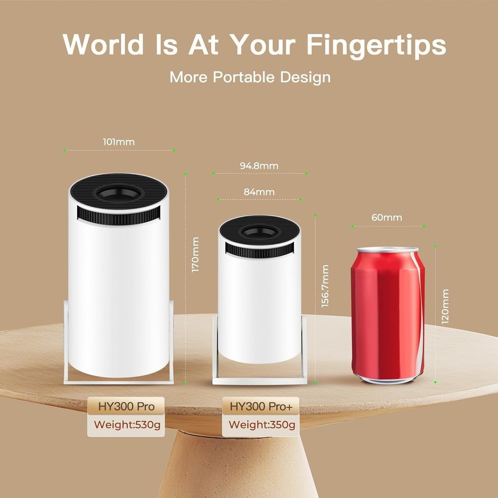 Mini Projector WiFi 6 Bluetooth 5.4 Android 14 1080P 4K Support Portable