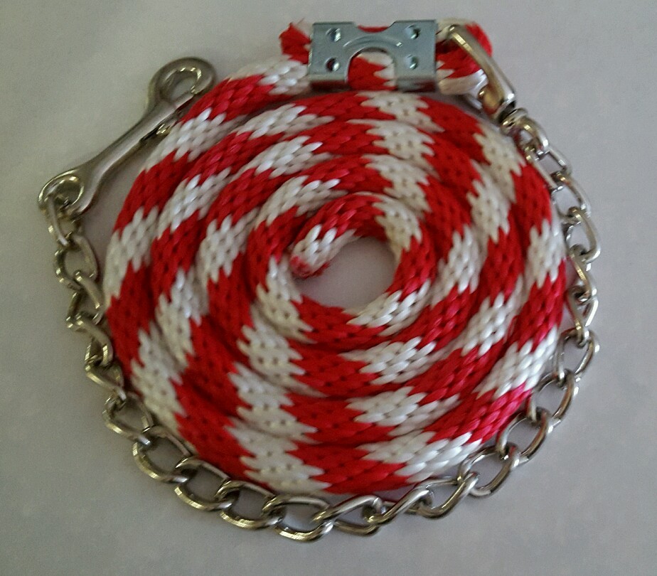 Nylon Lead stud Chain 5 Ft For Horses red/white color