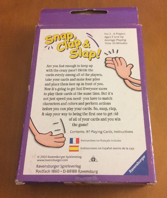 Ravensburger Snap, Clap & Slap Card Game from 2003
