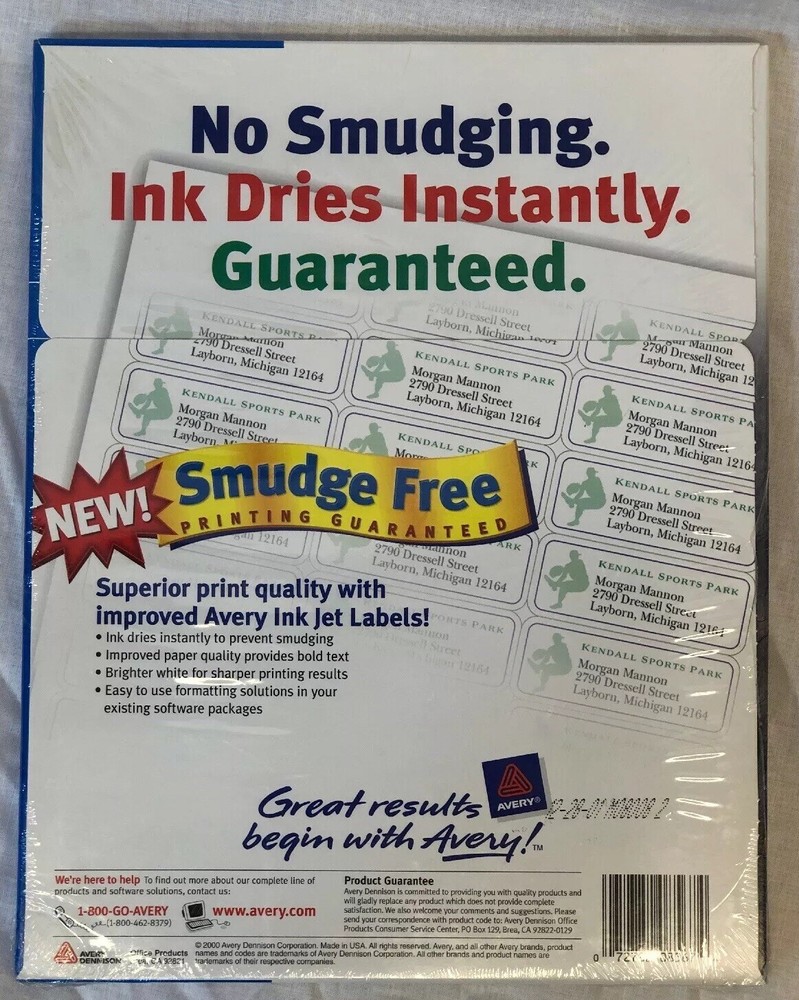 Avery # 8567 White Return Address Labels 3200 Labels