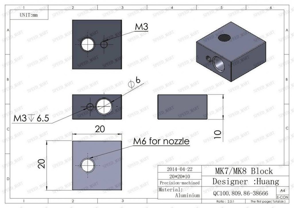 5X Aluminium Heater Block Assembly Extruder Hot End for Makerbot 3D Printer NEW