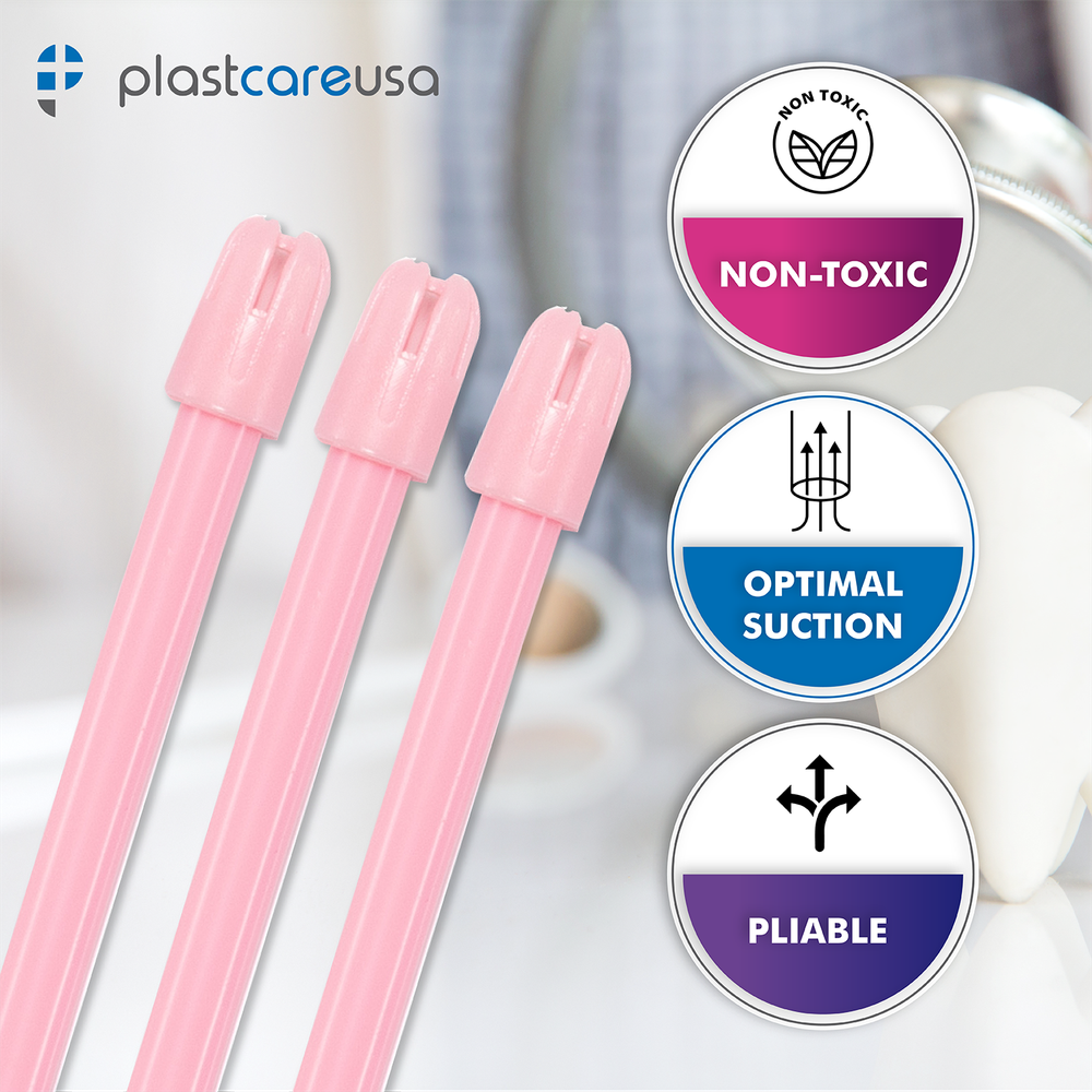 1000 Pink Dental Saliva Suction Ejectors Ejector Disposable Tips