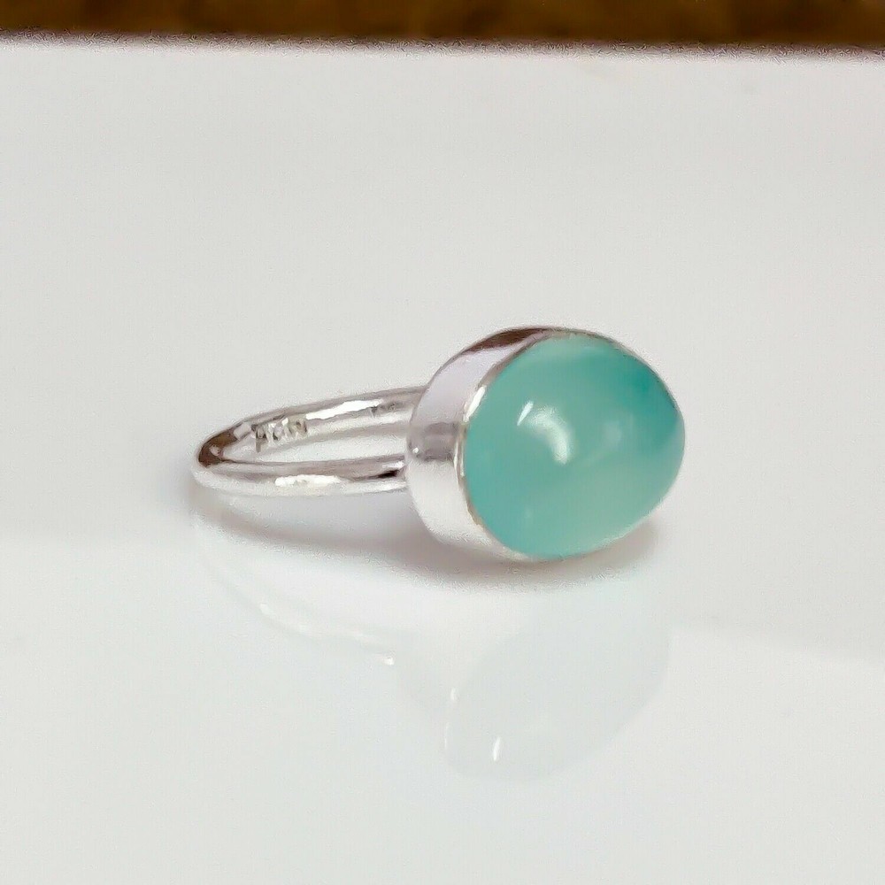 Blue Chalcedony Gemstone 925 Sterling Silver Handmade Ring All Size