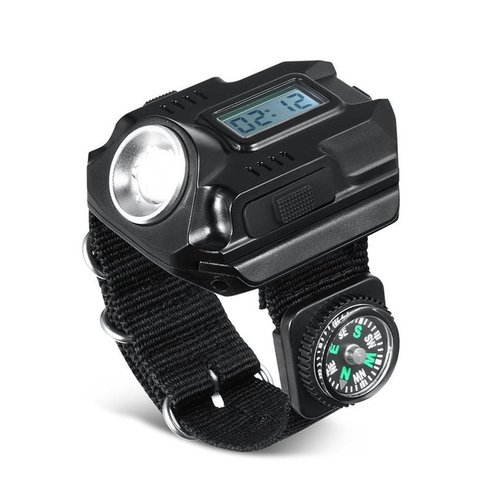 LED Wrist Watch Flashlight Torch Light USB Charging Rechargeable Flashlight