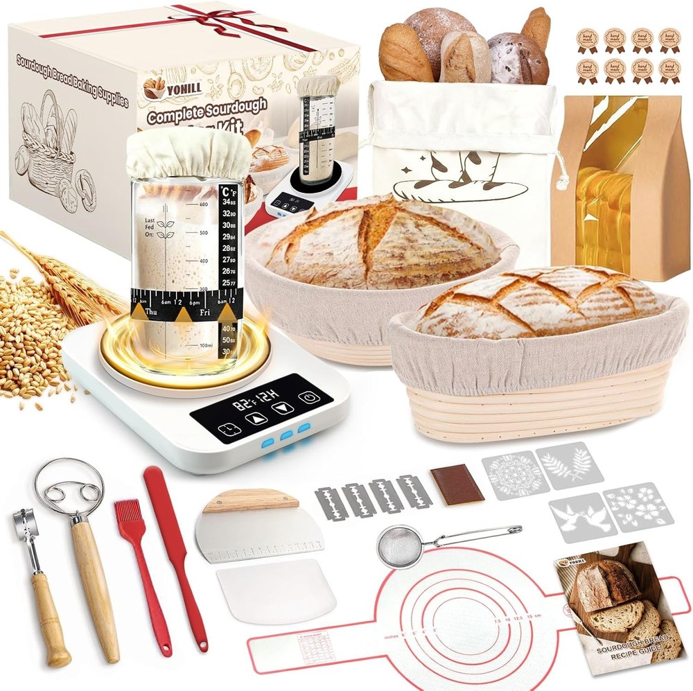 Sourdough Starter Essentials Kit: Complete Set with Warmer & High-Quality Tools