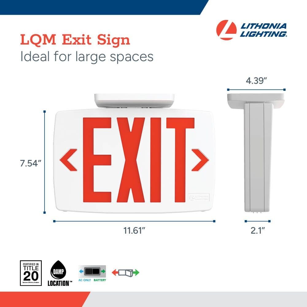 Lithonia Lighting Quantum LED Exit Sign, Dual Sided Emergency Exit Sign, Sele...
