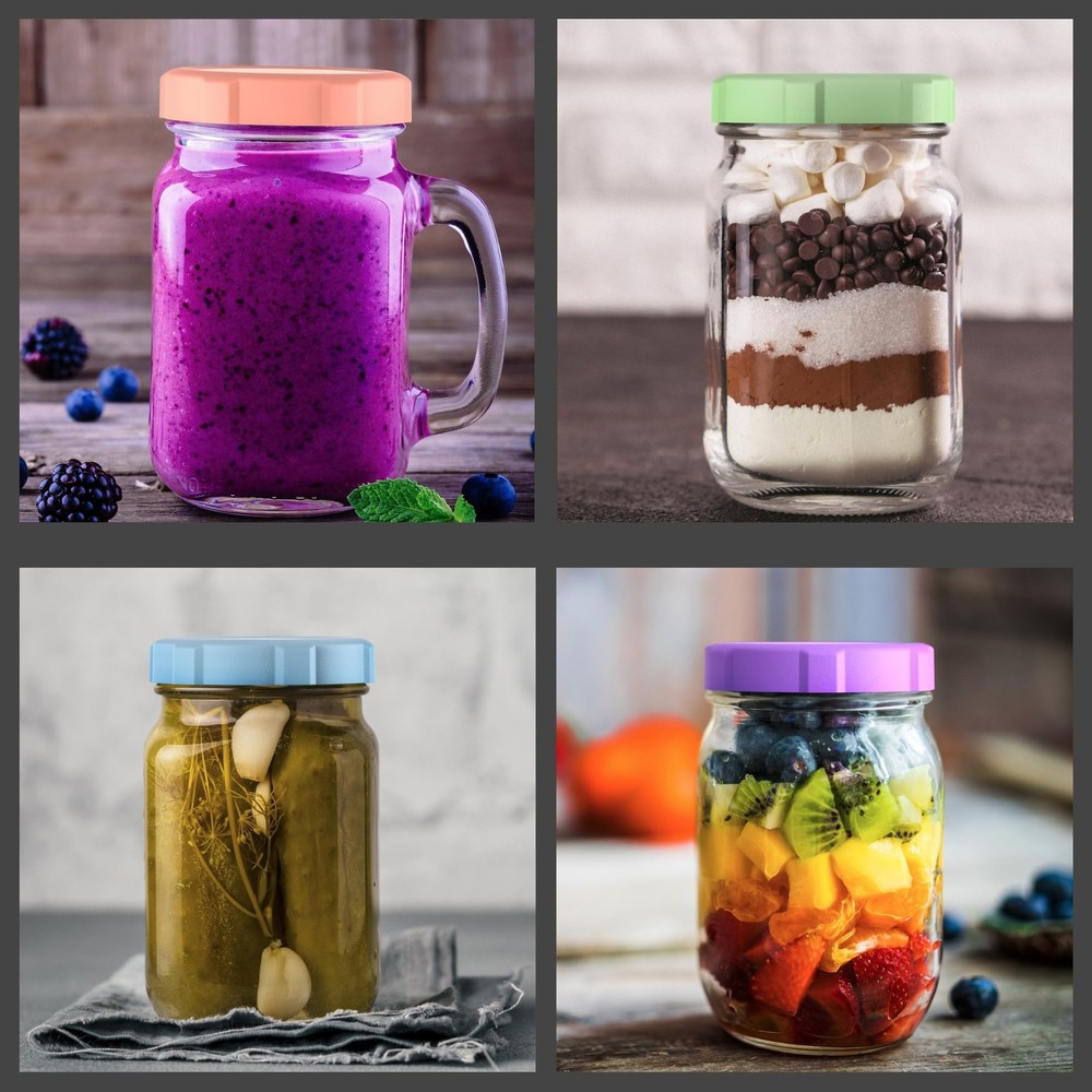 BPA Free Mason Jar Lids, 8 Pack, Reble, Durable, Multicolor