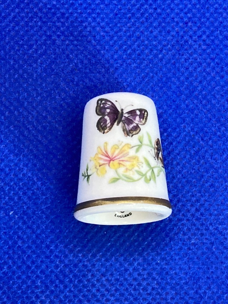 Royal Worcester Butterfly & Flower Pattern Fine Bone China Thimble