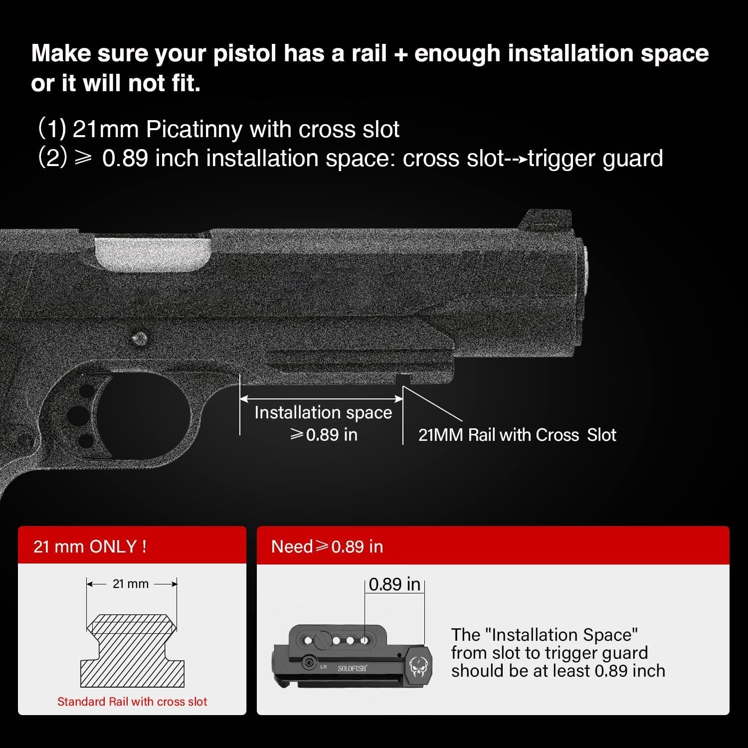 SOLOFISH Green Laser Sight Low Profile Magnetic Rechargeable Picatinny Pistol