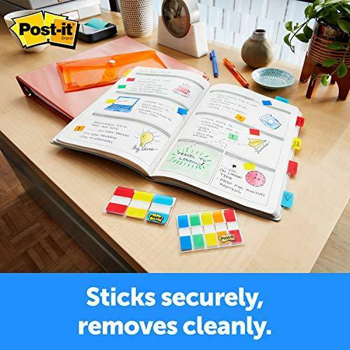 Post-it Tabs.625 in. Solid, Aqua, Lime, Yellow, Red, Durable, Writable,
