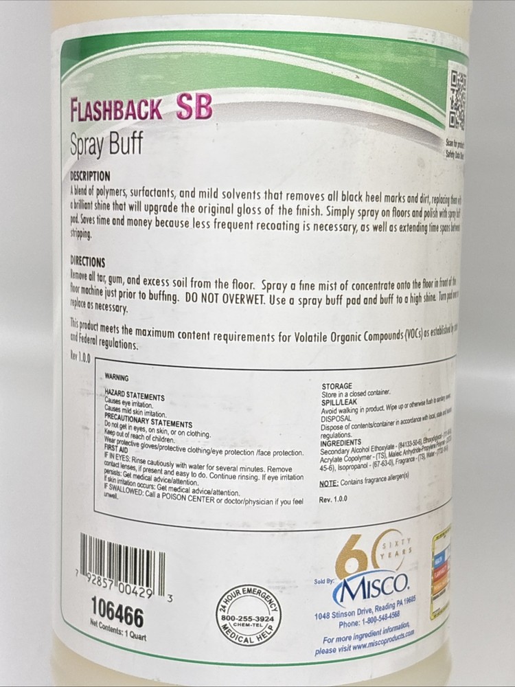 2-MPC Flashback SB Flash Back Spray Buff Floor Finish Maintenance 1 Quart