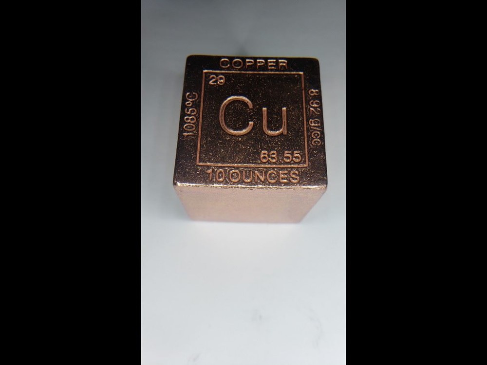 Elemental Cube Collection: 10 Ounce, 1.25 Inch Square Solid Copper Cube
