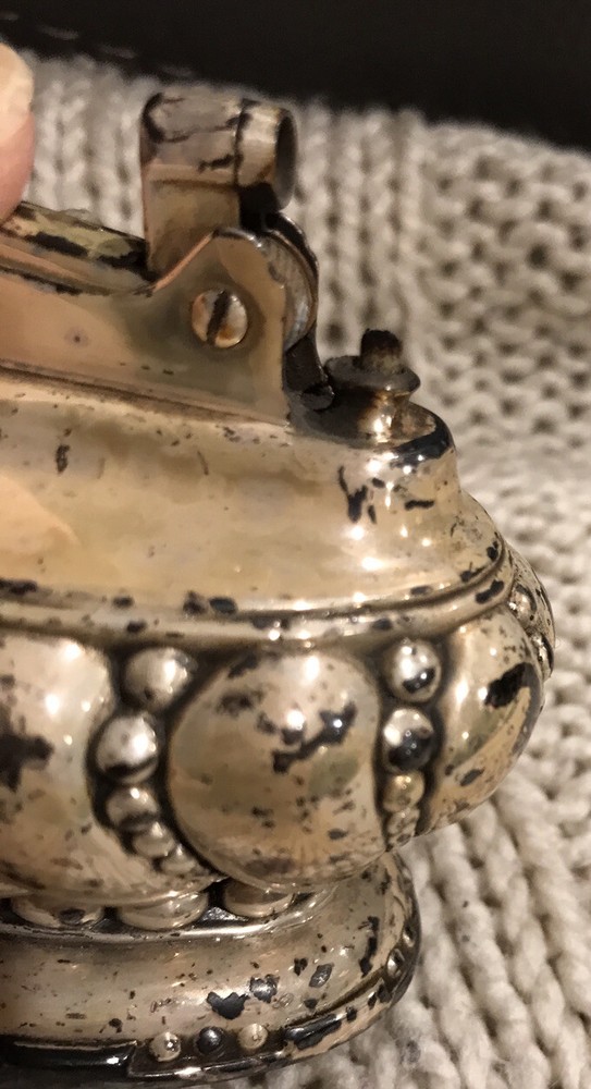 VINTAGE RONSON CROWN TABLE LIGHTER SILVER PLATED