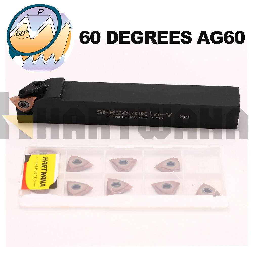 Lathe Threading Tool Holder External Vertical Threading Inserts 16VERAG60 10PCS
