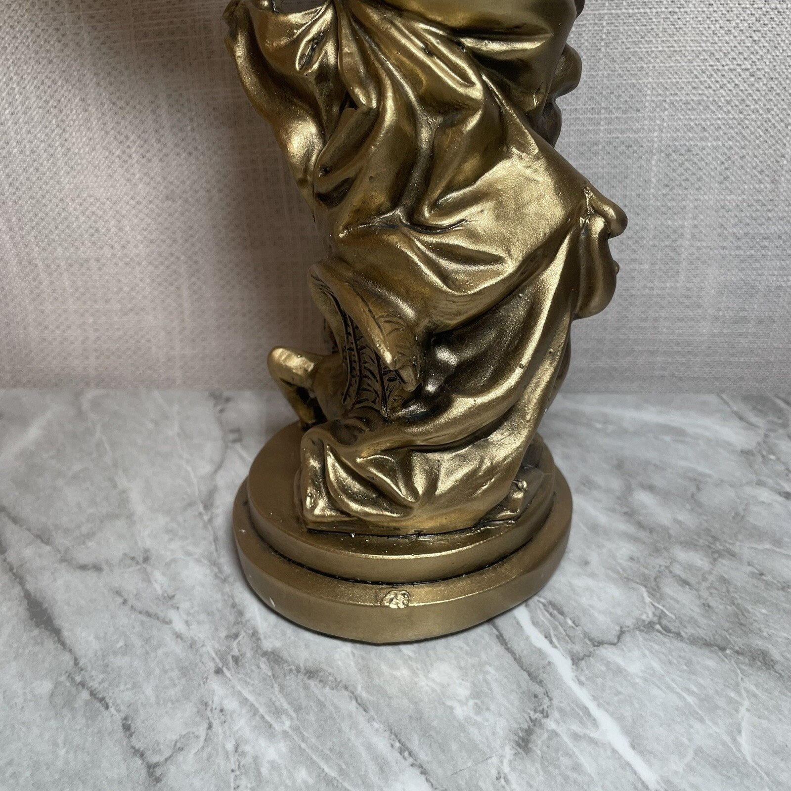 Angel Statue ARCHANGEL MICHAEL gold tone STOMPING DEMON standing SWORD book NEW