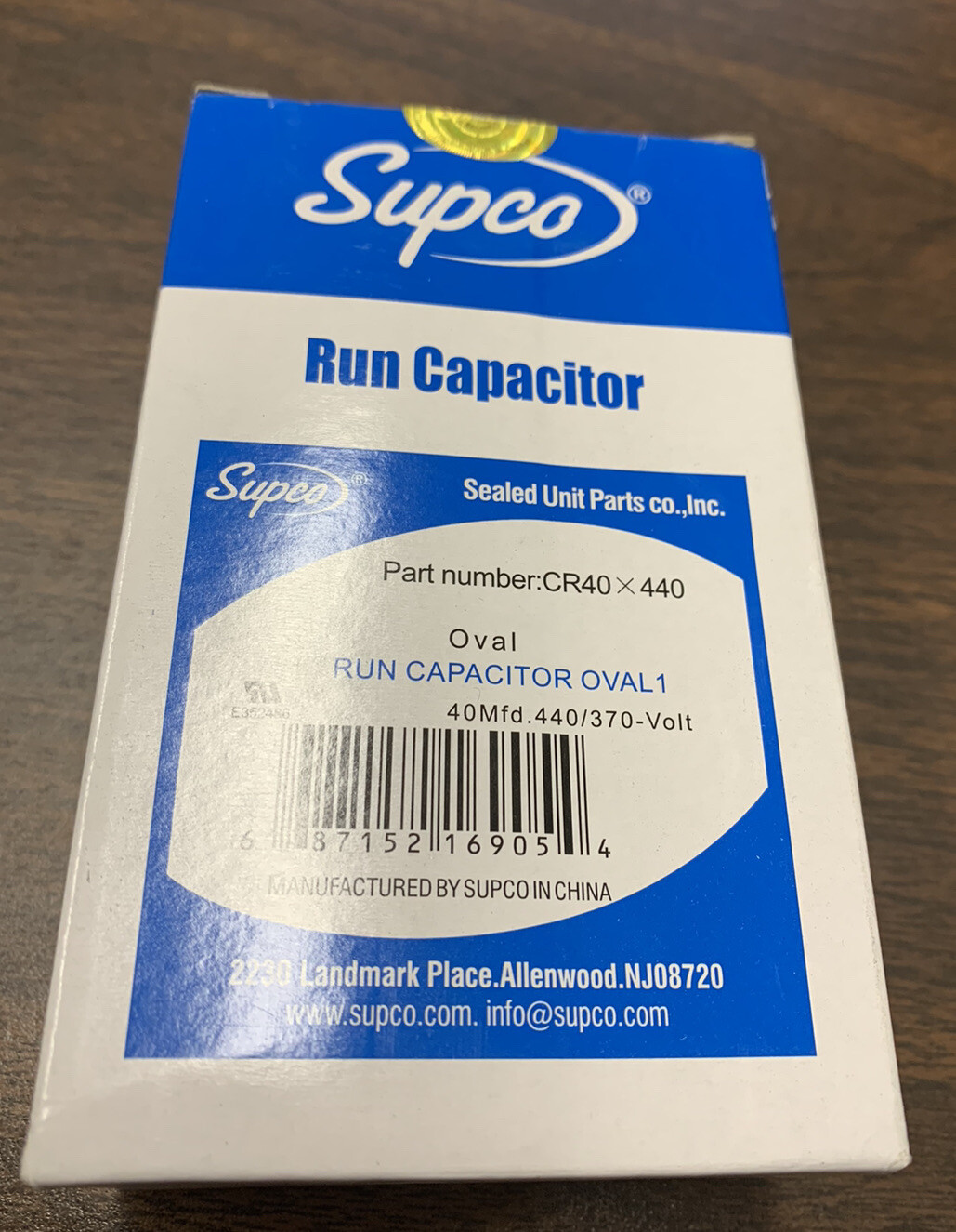 SUPCO CR40X440 OVAL RUN CAPACITOR (40 MFD X 440VAC)