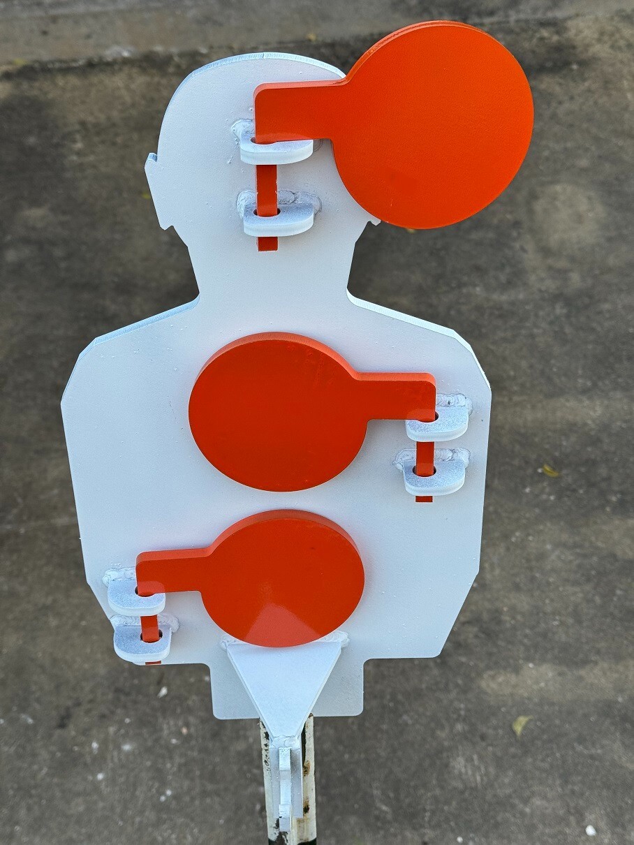 [SR] 3/8" Steel Dueling Tree Reactive Target 10"x18" Torso with 3 Swivel Paddles