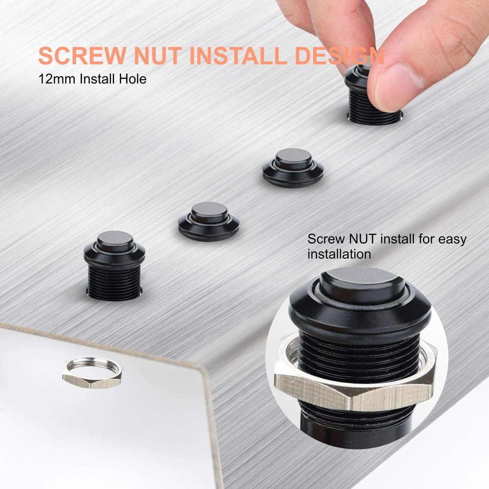 12mm Latching Push Button Switch 1NO Pre-Wired 150mm | IP65 Waterproof for Auto