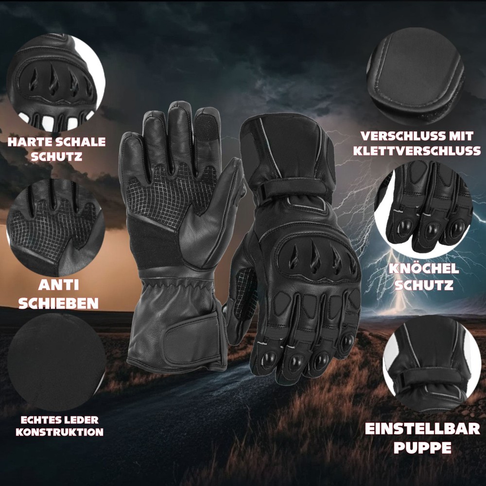 Leather Motorcycle Gloves, Waterproof, with Touch Screen, CE Certified