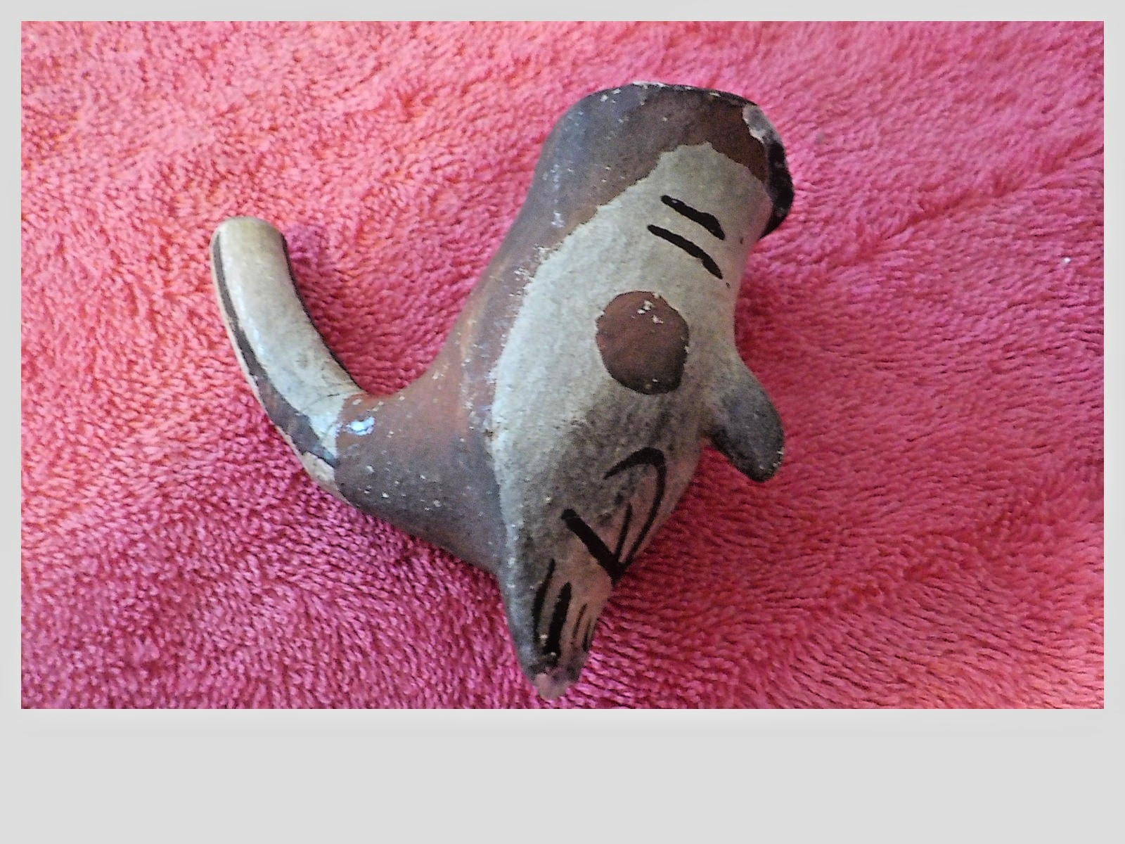 Vintage  Isleta Pueblo pottery pipe head antique