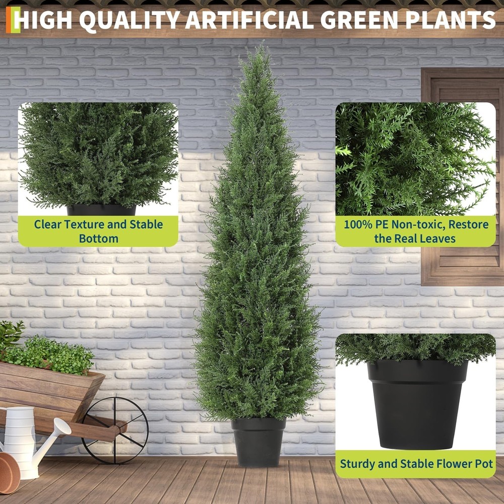 2 Pack 3FT Artificial Cedar Topiary Trees Topiary Trees Christmas tree