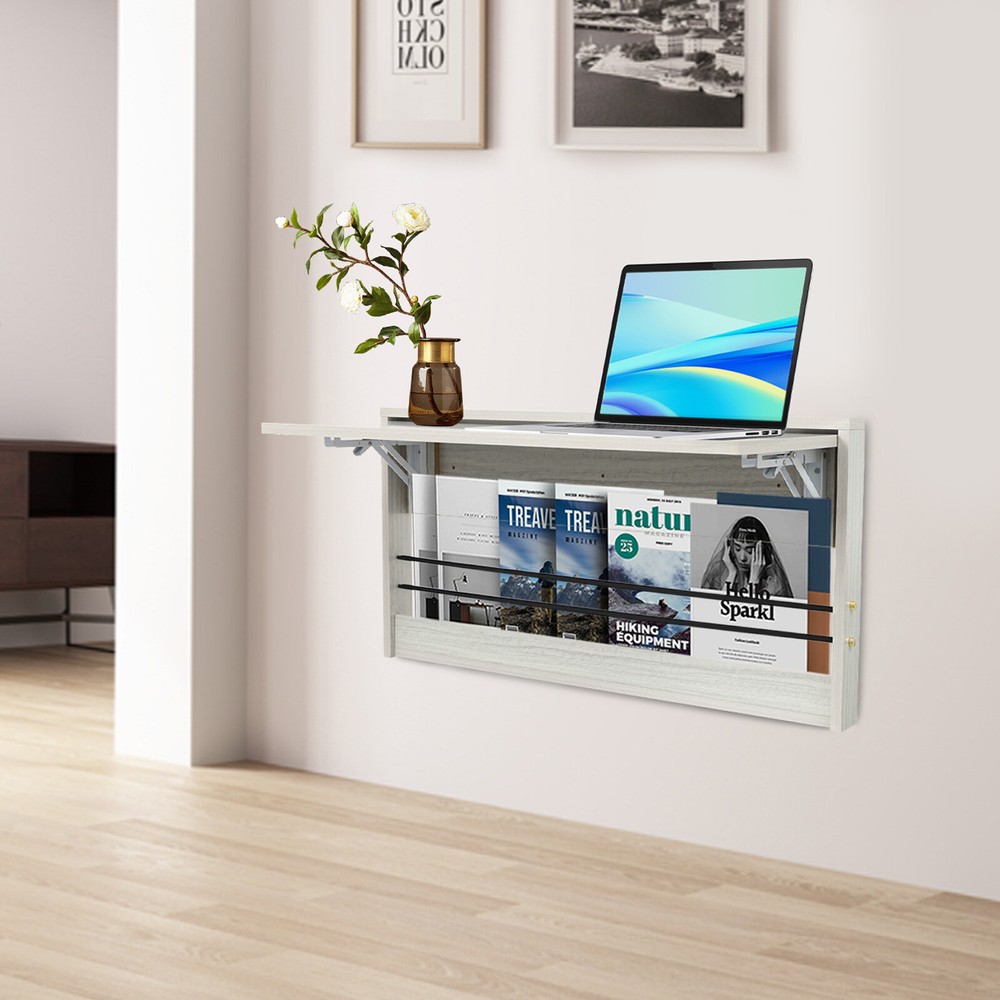 Folding Table Wall Mounted Folding Table Study Table Space Saving 31.5x16.3 in