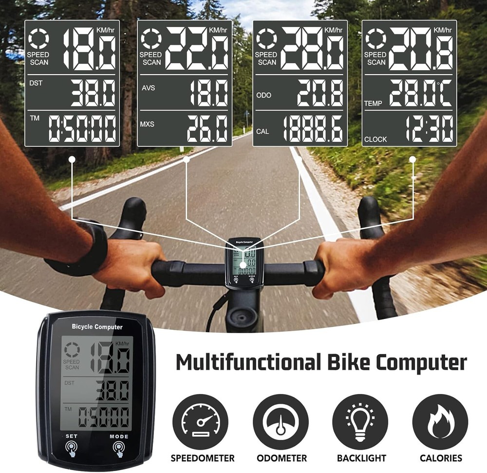 LCD Digital Bicycle Computer Bike Backlight Speedometer Odometer Waterproof