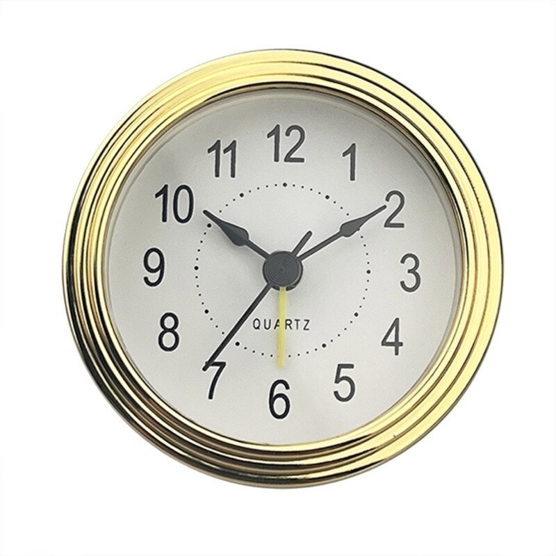 Elegant Gold Trim Clock Insert 3Inch Arabic Numerals Snooze Clock Replacement