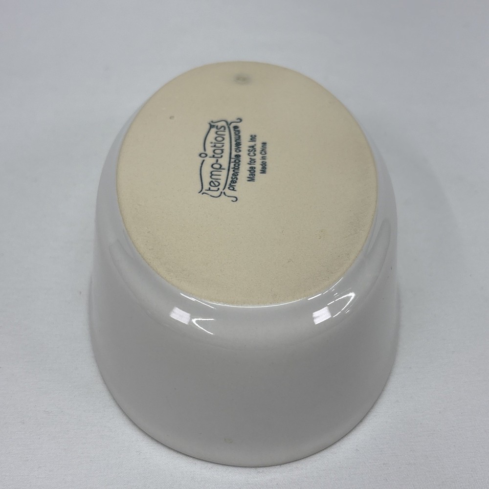 Temp-Tations Ovenware Stoneware 7" x 5" Oval Mini Baking Dish WHITE MINT